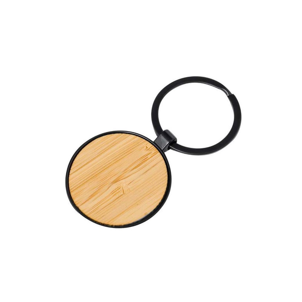 JACA - Round Bamboo Metal Keychain